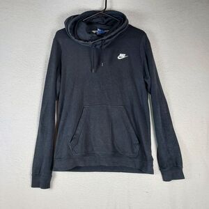 Nike Women’s Funnel Neck Hoodie Large Black Pullover Sweatshirt Soft Fleece